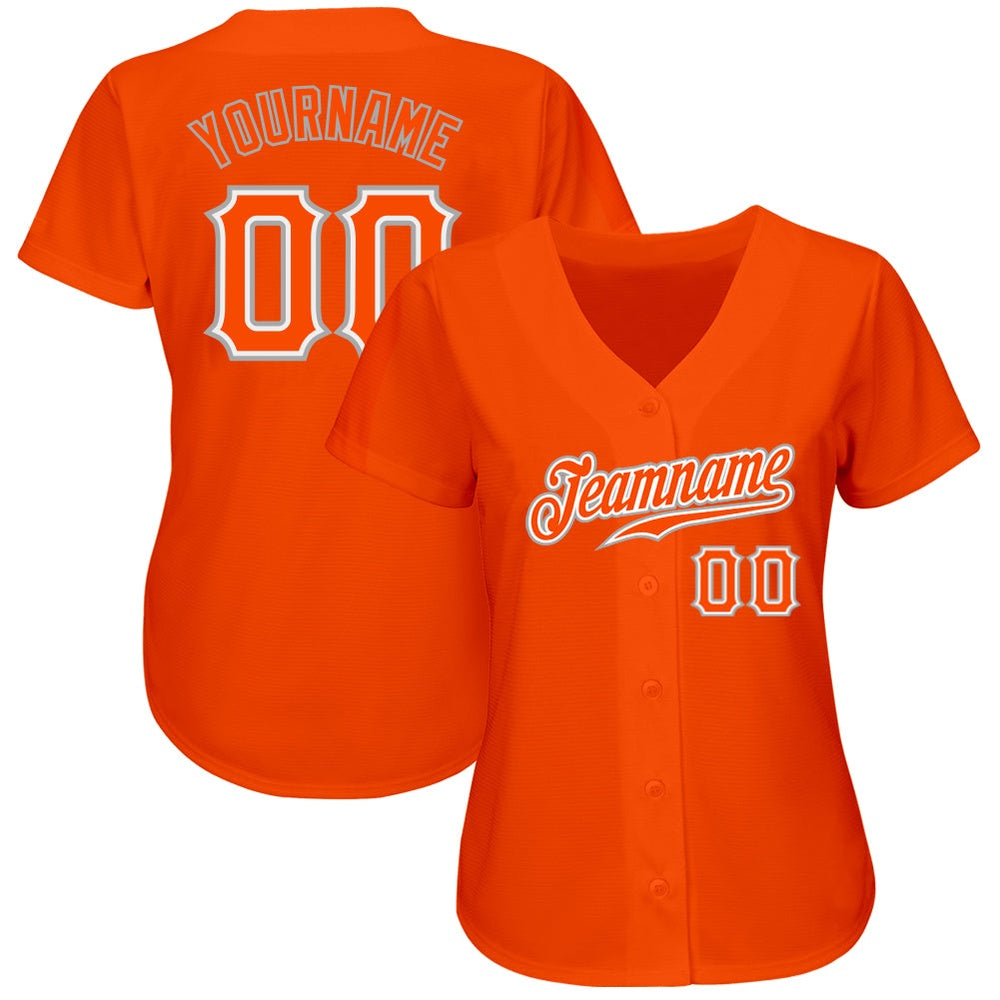 American Baseball Jersey, Custom Orange Orange Gray Authentic Baseball Jersey, Baseball Jersey Name