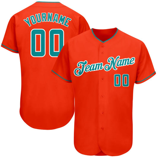 American Baseball Jersey, Custom Orange Teal White Authentic Baseball Jersey, Baseball Jersey Name