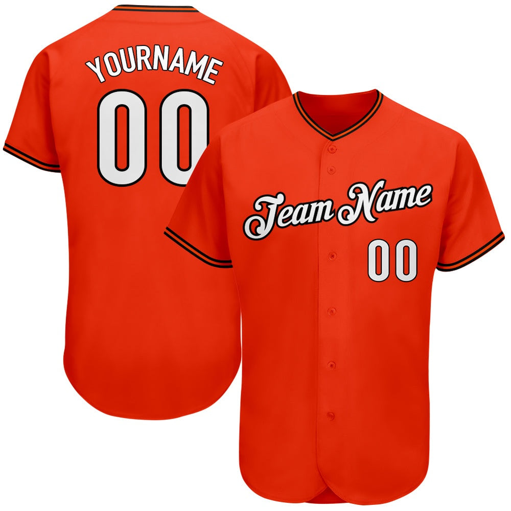 American Baseball Jersey, Custom Orange White Black Authentic Baseball Jersey, Baseball Jersey Name