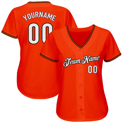 American Baseball Jersey, Custom Orange White Black Authentic Baseball Jersey, Baseball Jersey Name