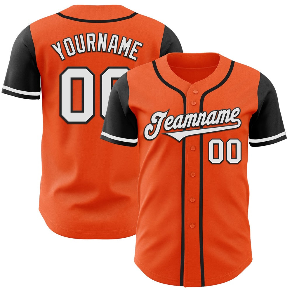 American Baseball Jersey, Custom Orange White Black Authentic Two Tone Baseball Jersey, Baseball Jersey Name