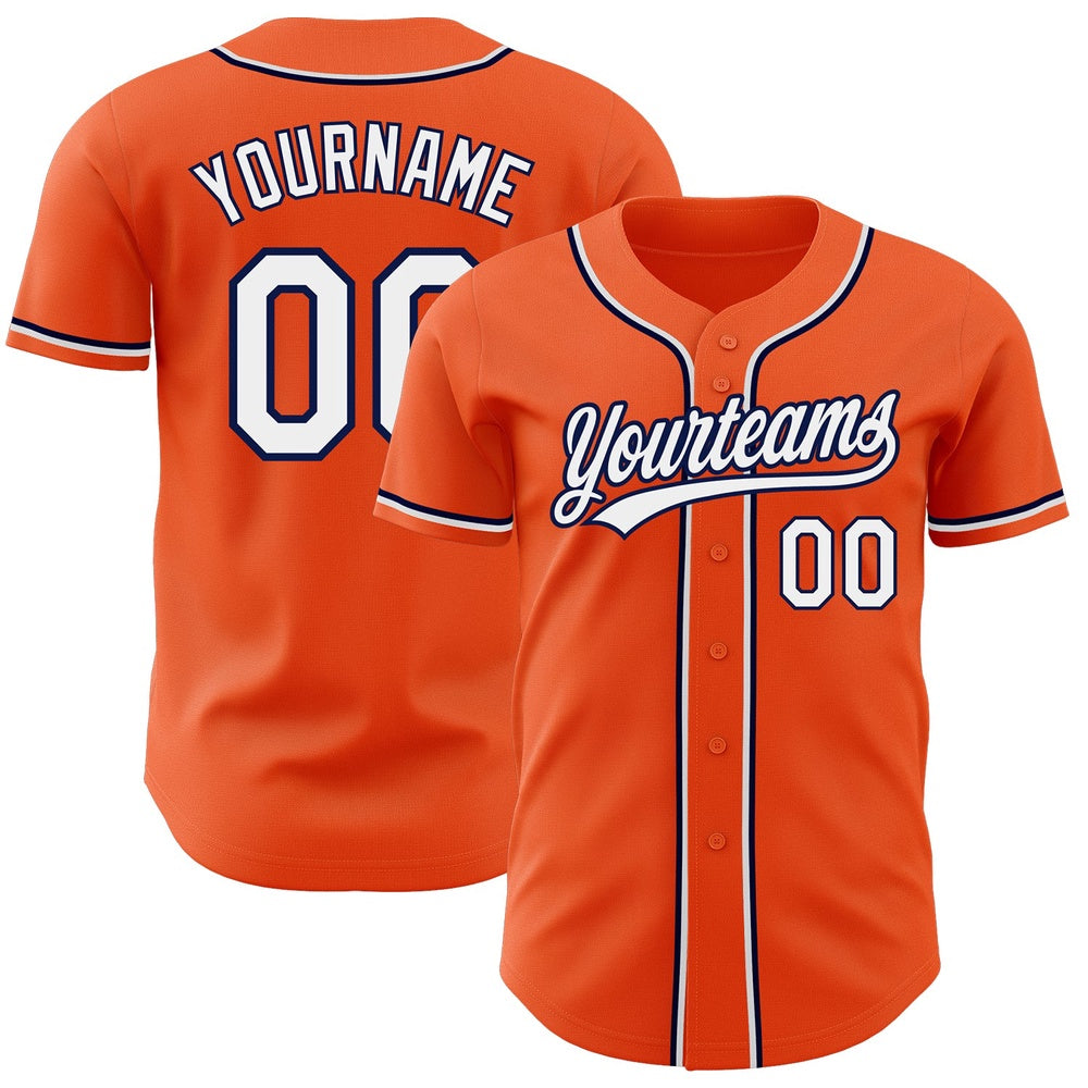 American Baseball Jersey, Custom Orange White Navy Authentic Baseball Jersey, Baseball Jersey Name