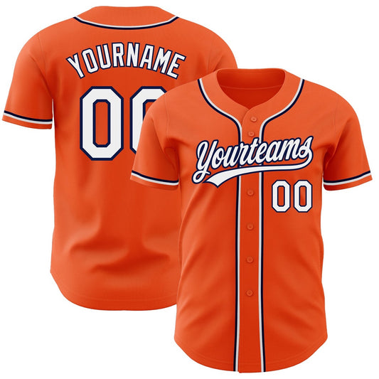 American Baseball Jersey, Custom Orange White Navy Authentic Baseball Jersey, Baseball Jersey Name