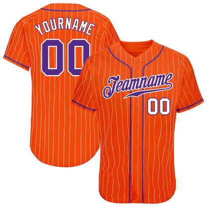 American Baseball Jersey, Custom Orange White Pinstripe Purple White Authentic Baseball Jersey, Baseball Jersey Name