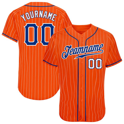 American Baseball Jersey, Custom Orange White Pinstripe Royal White Authentic Baseball Jersey, Baseball Jersey Name