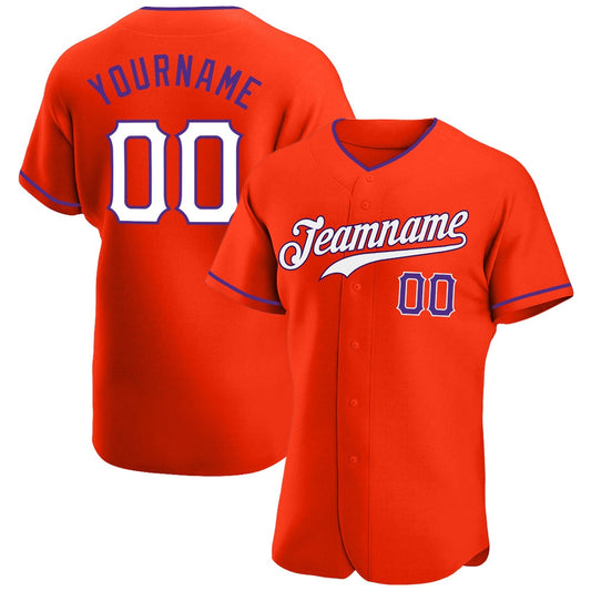 American Baseball Jersey, Custom Orange White Purple Authentic Baseball Jersey, Baseball Jersey Name