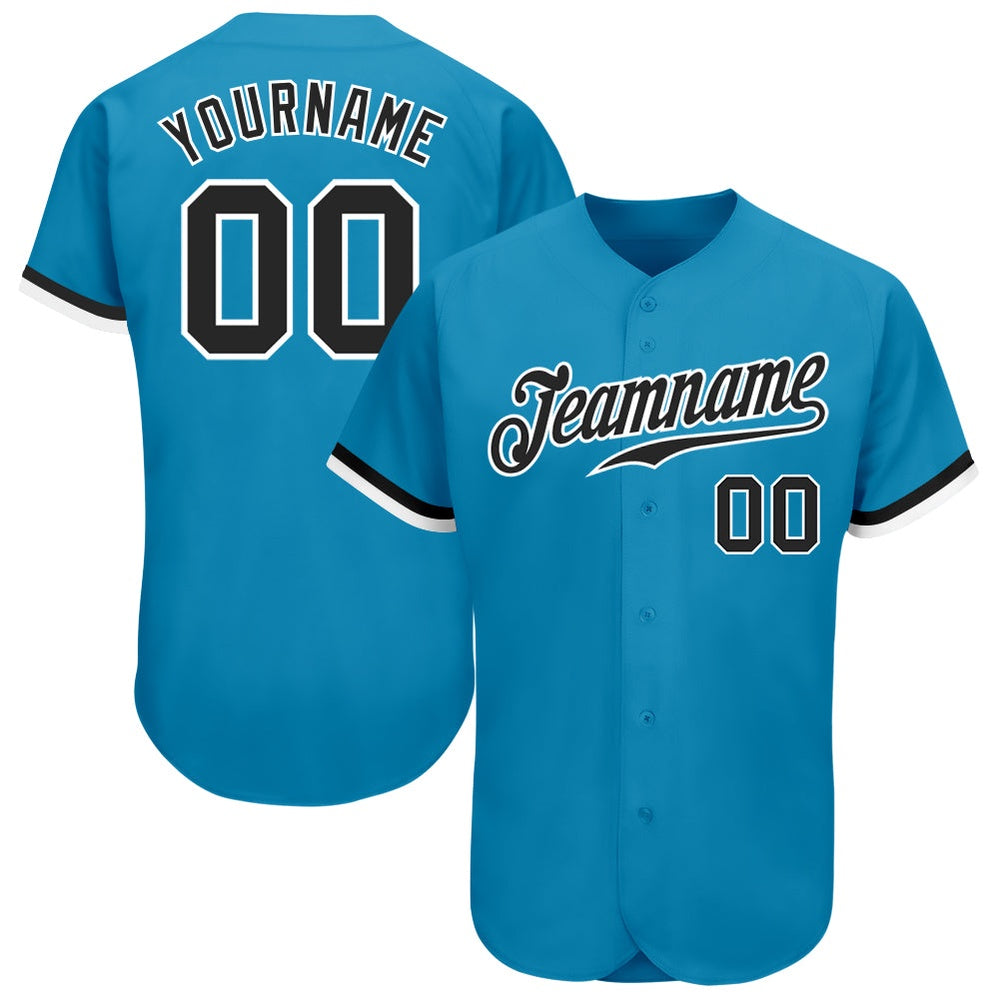 American Baseball Jersey, Custom Panther Blue Black White Authentic Baseball Jersey, Baseball Jersey Name