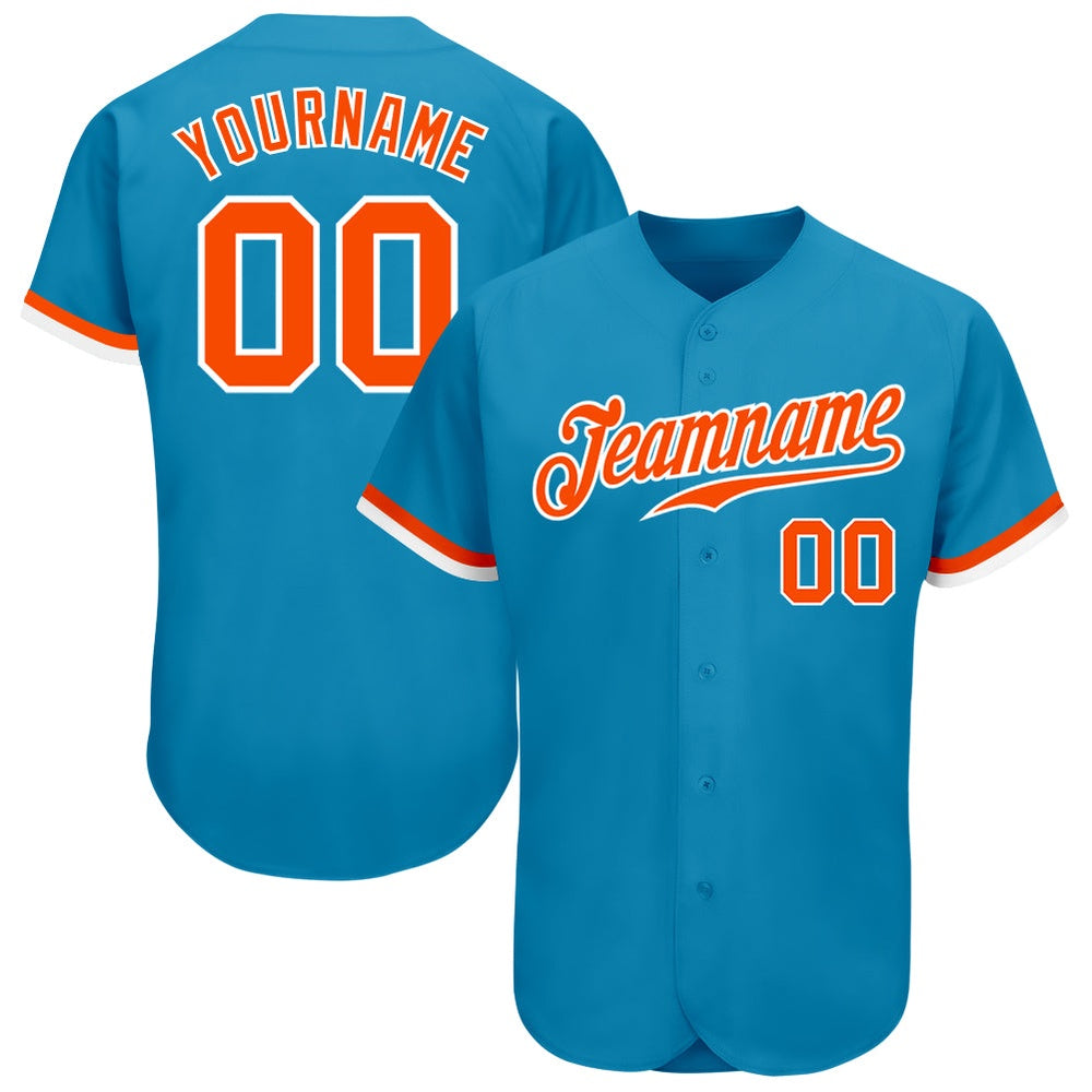 American Baseball Jersey, Custom Panther Blue Orange White Authentic Baseball Jersey, Baseball Jersey Name