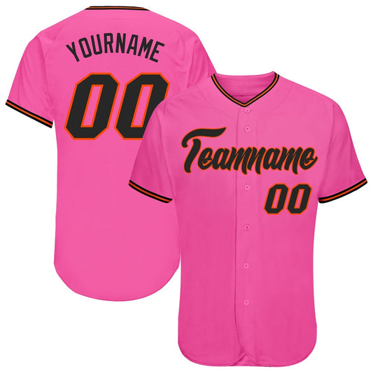 American Baseball Jersey, Custom Pink Black Orange Authentic Baseball Jersey, Baseball Jersey Name