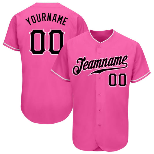 American Baseball Jersey, Custom Pink Black White Authentic Baseball Jersey, Baseball Jersey Name