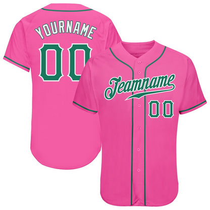 American Baseball Jersey, Custom Pink Kelly Green White Authentic Baseball Jersey, Baseball Jersey Name