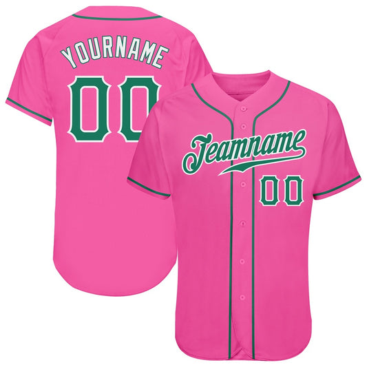 American Baseball Jersey, Custom Pink Kelly Green White Authentic Baseball Jersey, Baseball Jersey Name