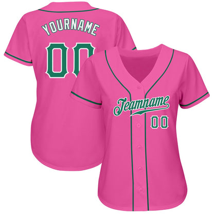 American Baseball Jersey, Custom Pink Kelly Green White Authentic Baseball Jersey, Baseball Jersey Name