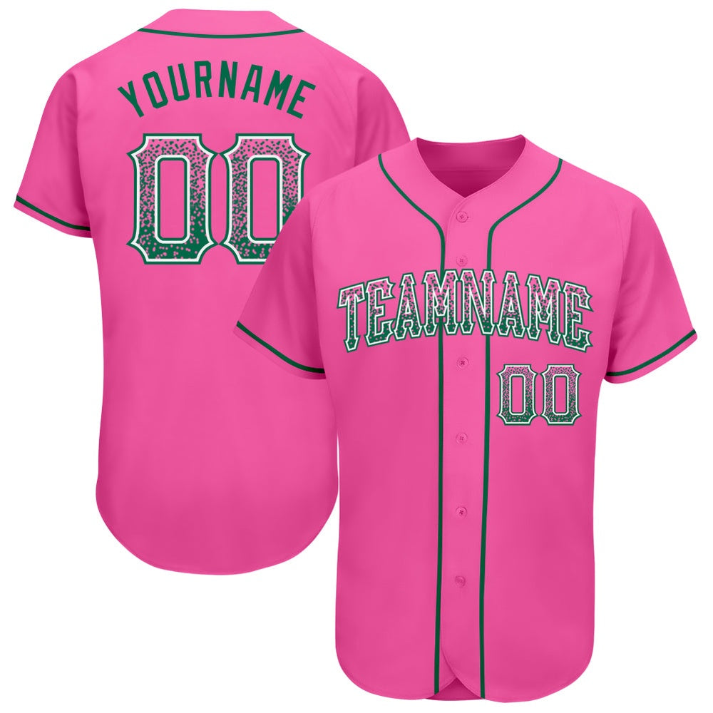 American Baseball Jersey, Custom Pink Kelly Green White Authentic Drift Fashion Baseball Jersey, Baseball Jersey Name