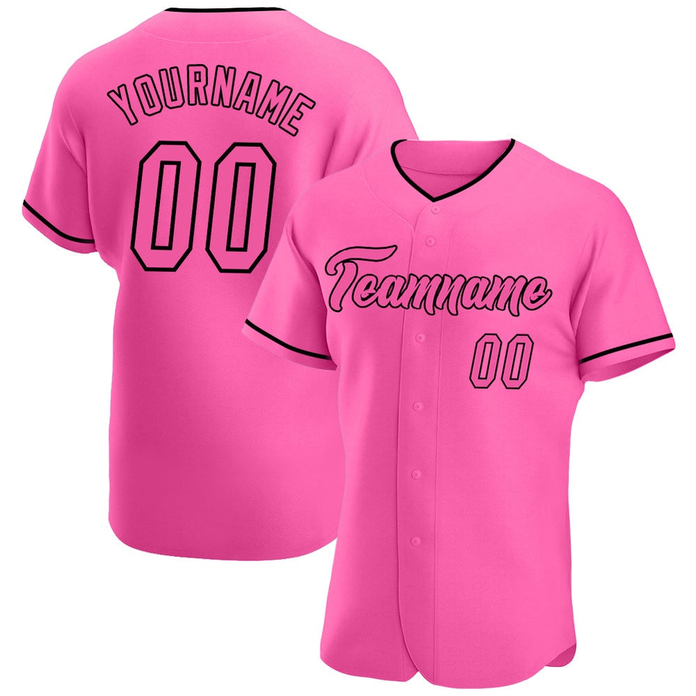 American Baseball Jersey, Custom Pink Pink Black Authentic Baseball Jersey, Baseball Jersey Name