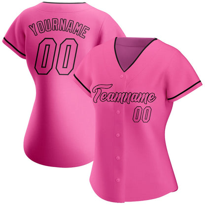 American Baseball Jersey, Custom Pink Pink Black Authentic Baseball Jersey, Baseball Jersey Name