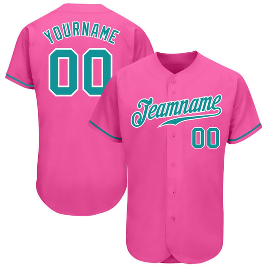 American Baseball Jersey, Custom Pink Teal White Authentic Baseball Jersey, Baseball Jersey Name