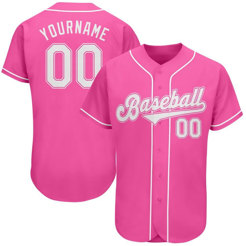 American Baseball Jersey, Custom Pink White Authentic Baseball Jersey, Baseball Jersey Name
