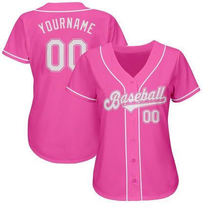 American Baseball Jersey, Custom Pink White Authentic Baseball Jersey, Baseball Jersey Name