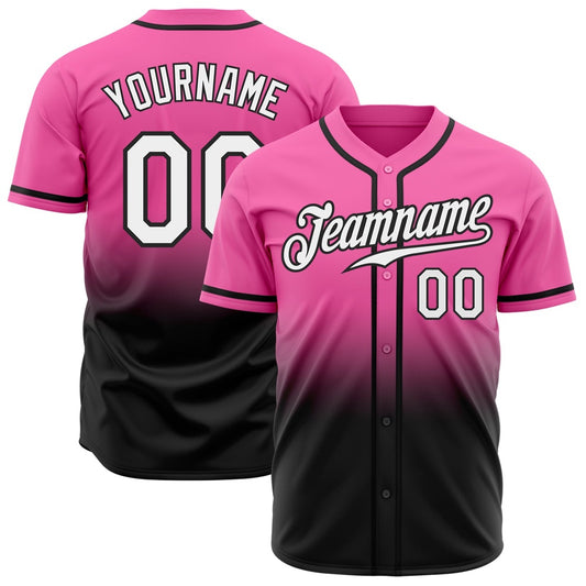 American Baseball Jersey, Custom Pink White Black Authentic Fade Fashion Baseball Jersey, Baseball Jersey Name