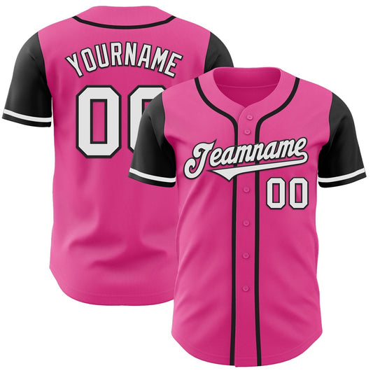 American Baseball Jersey, Custom Pink White Black Authentic Two Tone Baseball Jersey, Baseball Jersey Name