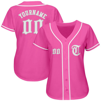 American Baseball Jersey, Custom Pink White Gray Authentic Baseball Jersey, Baseball Jersey Name