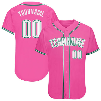 American Baseball Jersey, Custom Pink White Kelly Green Authentic Baseball Jersey, Baseball Jersey Name