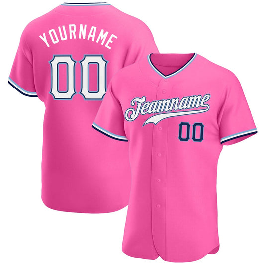 American Baseball Jersey, Custom Pink White Navy Authentic Baseball Jersey, Baseball Jersey Name