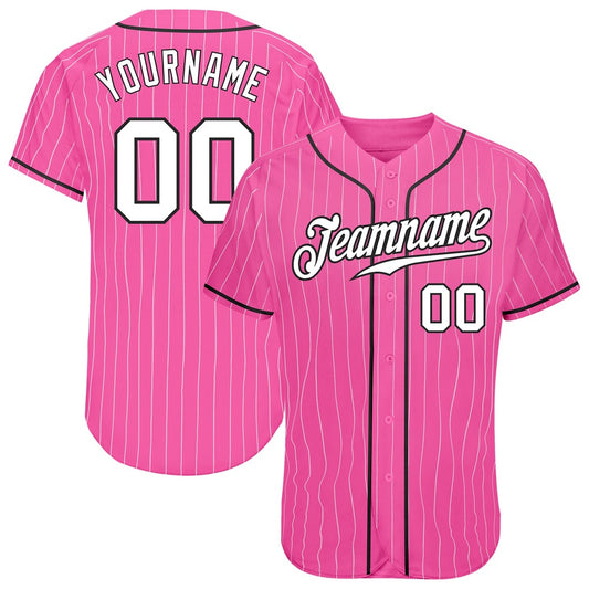 American Baseball Jersey, Custom Pink White Pinstripe White Black Authentic Baseball Jersey, Baseball Jersey Name