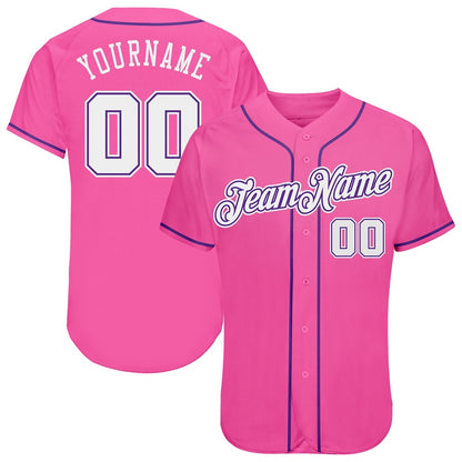 American Baseball Jersey, Custom Pink White Purple Authentic Baseball Jersey, Baseball Jersey Name