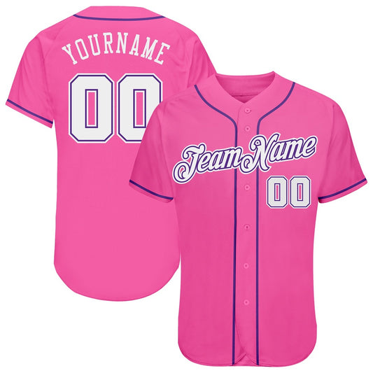 American Baseball Jersey, Custom Pink White Purple Authentic Baseball Jersey, Baseball Jersey Name
