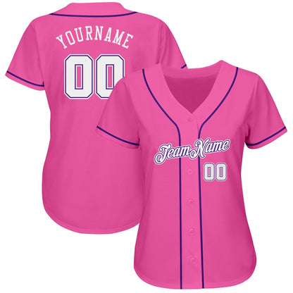 American Baseball Jersey, Custom Pink White Purple Authentic Baseball Jersey, Baseball Jersey Name