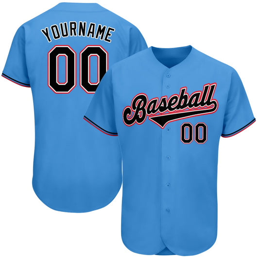 American Baseball Jersey, Custom Powder Blue Black Orange Authentic Baseball Jersey, Baseball Jersey Name