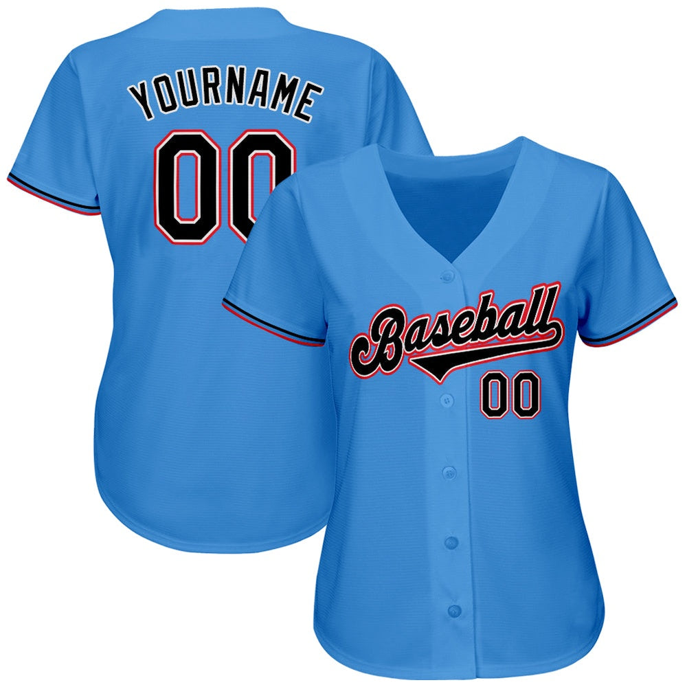 American Baseball Jersey, Custom Powder Blue Black Orange Authentic Baseball Jersey, Baseball Jersey Name