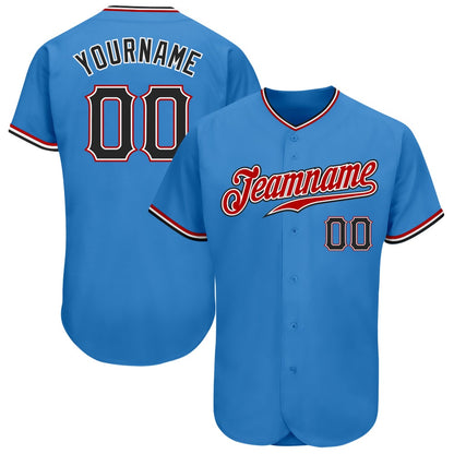 American Baseball Jersey, Custom Powder Blue Black Red Authentic Baseball Jersey, Baseball Jersey Name