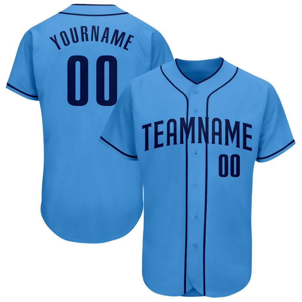 American Baseball Jersey, Custom Powder Blue Navy Authentic Baseball Jersey, Baseball Jersey Name