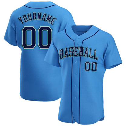 American Baseball Jersey, Custom Powder Blue Navy Teal Authentic Baseball Jersey, Baseball Jersey Name
