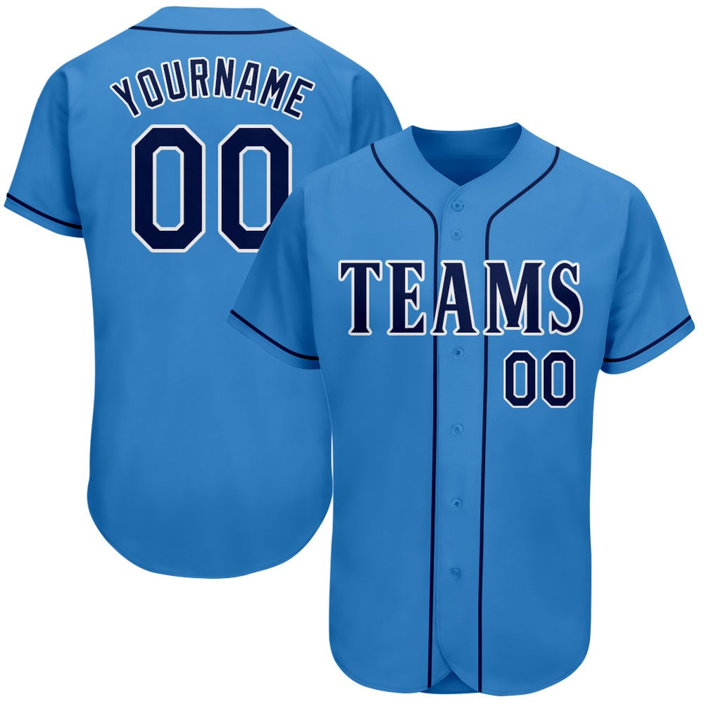 American Baseball Jersey, Custom Powder Blue Navy White Authentic Baseball Jersey, Baseball Jersey Name