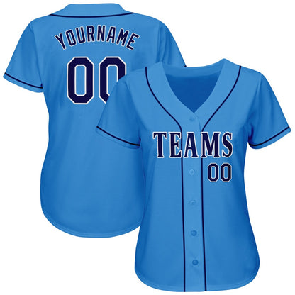American Baseball Jersey, Custom Powder Blue Navy White Authentic Baseball Jersey, Baseball Jersey Name