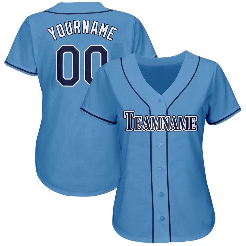 American Baseball Jersey, Custom Powder Blue Navy White Baseball Jersey, Baseball Jersey Name