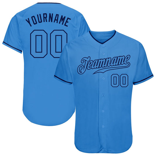 American Baseball Jersey, Custom Powder Blue Powder Blue Navy Authentic Baseball Jersey, Baseball Jersey Name