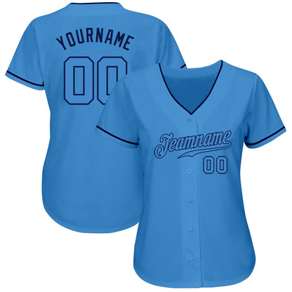 American Baseball Jersey, Custom Powder Blue Powder Blue Navy Authentic Baseball Jersey, Baseball Jersey Name