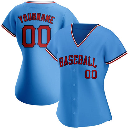 American Baseball Jersey, Custom Powder Blue Red Navy Authentic Baseball Jersey, Baseball Jersey Name