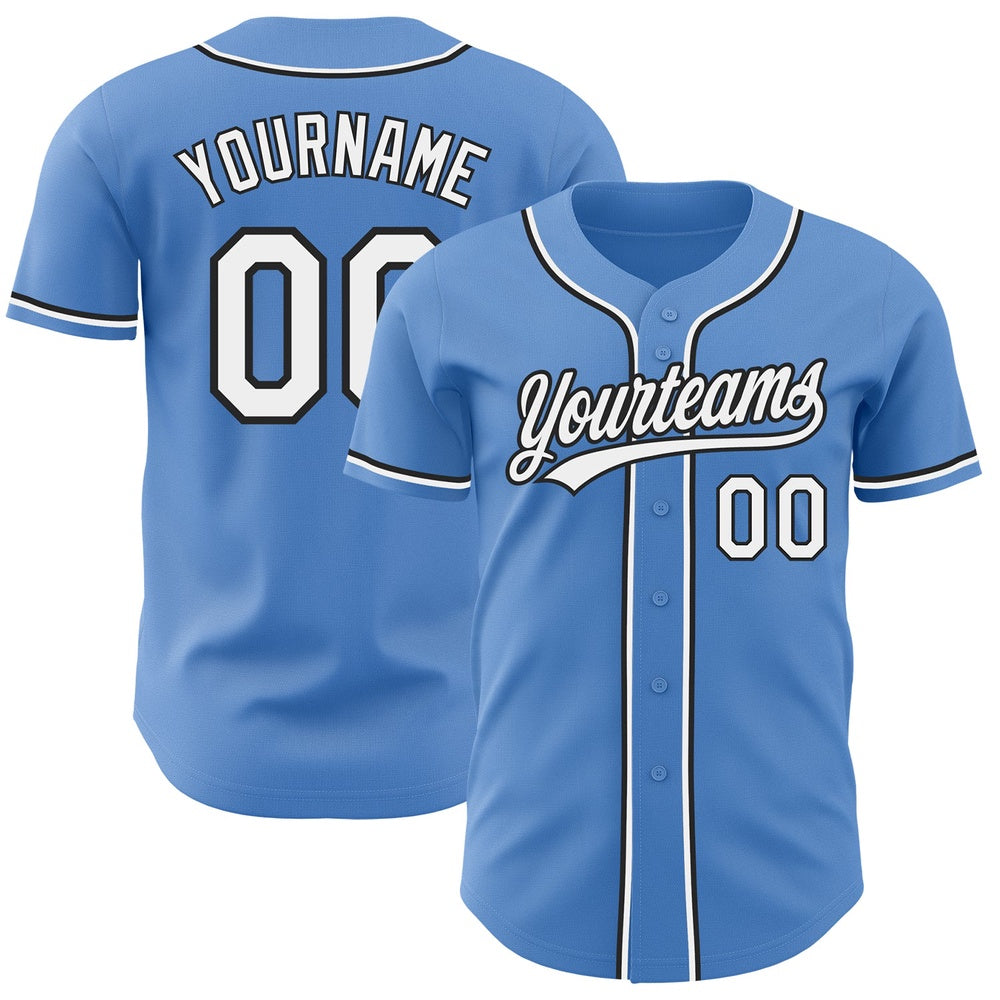 American Baseball Jersey, Custom Powder Blue White Black Authentic Baseball Jersey, Baseball Jersey Name