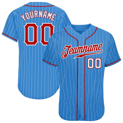 American Baseball Jersey, Custom Powder Blue White Pinstripe Red White Authentic Baseball Jersey, Baseball Jersey Name