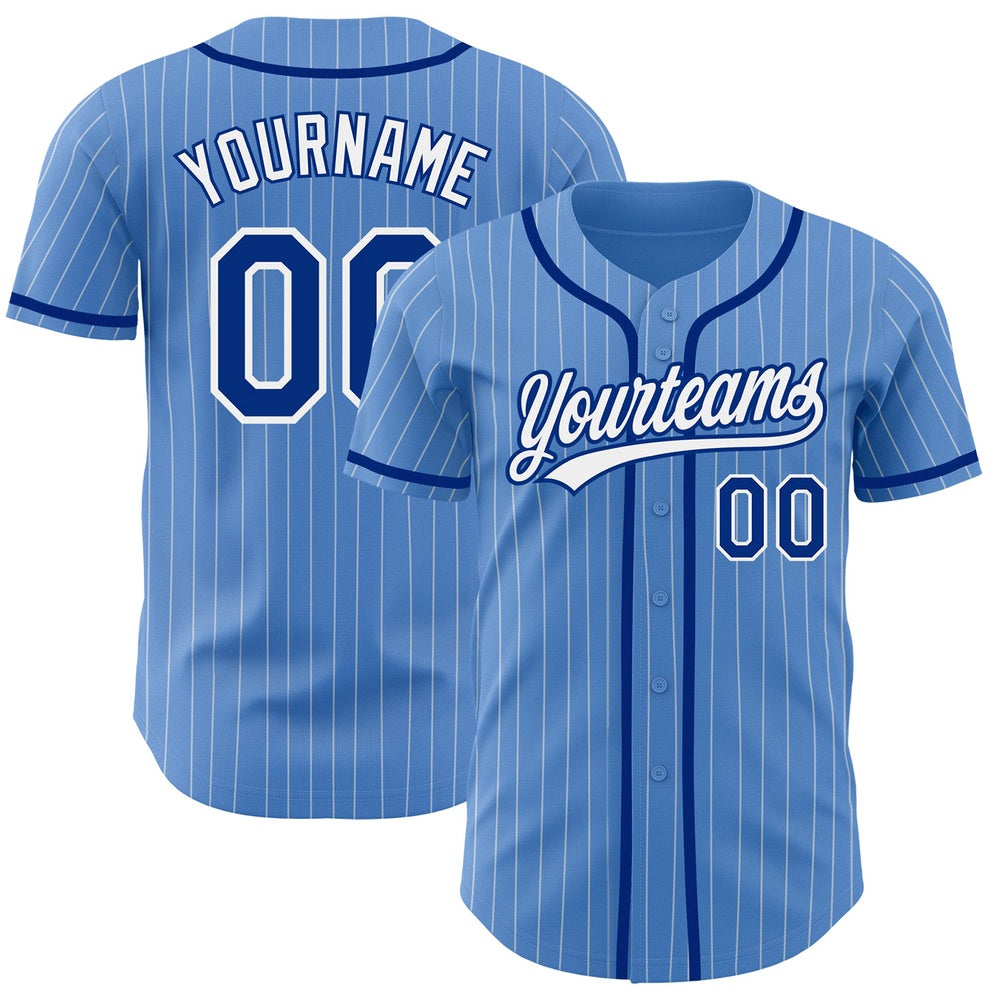 American Baseball Jersey, Custom Powder Blue White Pinstripe Royal Authentic Baseball Jersey, Baseball Jersey Name