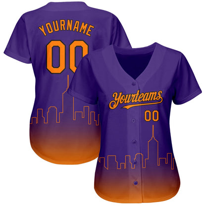 American Baseball Jersey, Custom Purple Bay Orange Black 3D Phoenix City Edition Fade Fashion Authentic Baseball Jersey, Baseball Jersey Name