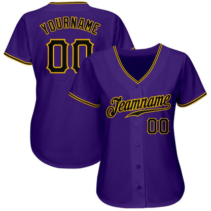 American Baseball Jersey, Custom Purple Black Gold Authentic Baseball Jersey, Baseball Jersey Name