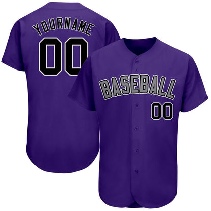 American Baseball Jersey, Custom Purple Black Gray Authentic Baseball Jersey, Baseball Jersey Name