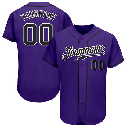 American Baseball Jersey, Custom Purple Black White Authentic Baseball Jersey, Baseball Jersey Name